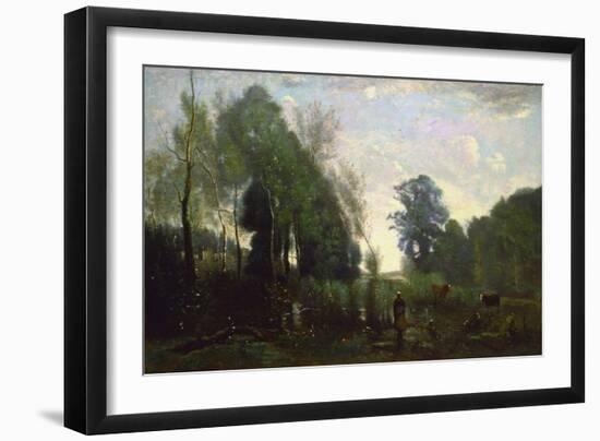 Misty Morning, C.1865-Jean-Baptiste-Camille Corot-Framed Giclee Print