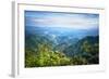 Misty Mountain Chains and Valley with Village as Seen from Tian Mu Shan Peak, Zhejiang, China-Andreas Brandl-Framed Photographic Print