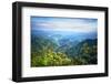 Misty Mountain Chains and Valley with Village as Seen from Tian Mu Shan Peak, Zhejiang, China-Andreas Brandl-Framed Photographic Print