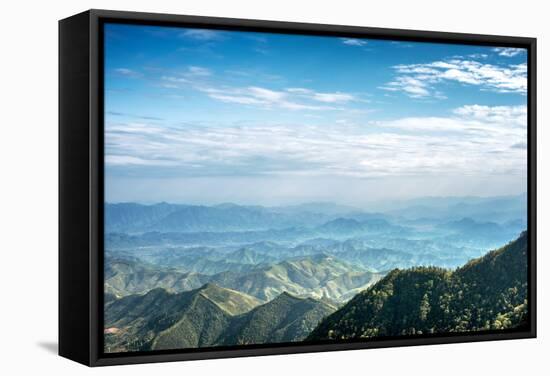 Misty Mountain Chains as Seen from Tian Mu Shan Peak, Zhejiang, China-Andreas Brandl-Framed Stretched Canvas