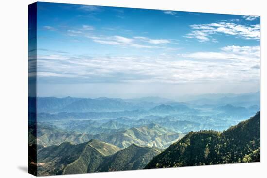 Misty Mountain Chains as Seen from Tian Mu Shan Peak, Zhejiang, China-Andreas Brandl-Stretched Canvas
