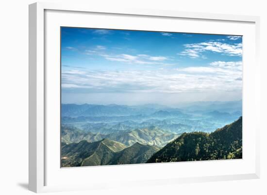 Misty Mountain Chains as Seen from Tian Mu Shan Peak, Zhejiang, China-Andreas Brandl-Framed Photographic Print