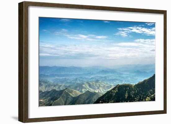 Misty Mountain Chains as Seen from Tian Mu Shan Peak, Zhejiang, China-Andreas Brandl-Framed Photographic Print