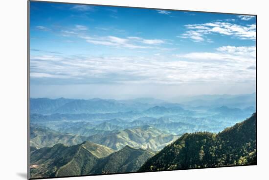 Misty Mountain Chains as Seen from Tian Mu Shan Peak, Zhejiang, China-Andreas Brandl-Mounted Photographic Print