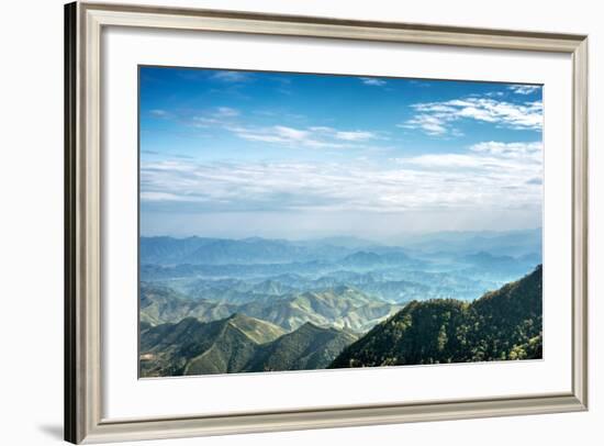 Misty Mountain Chains as Seen from Tian Mu Shan Peak, Zhejiang, China-Andreas Brandl-Framed Photographic Print