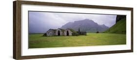 Misty Mountain Landscape with Stone Huts, Iceland-null-Framed Photographic Print