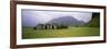 Misty Mountain Landscape with Stone Huts, Iceland-null-Framed Photographic Print