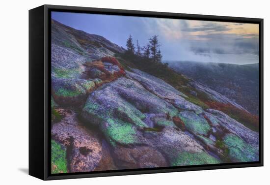 Misty Mountain Top, Cadillac Mountain-Vincent James-Framed Stretched Canvas