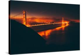 Misty Red Scene at Golden Gate, San Francisco-null-Stretched Canvas