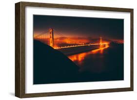 Misty Red Scene at Golden Gate, San Francisco-null-Framed Photographic Print