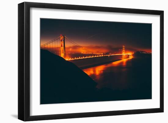 Misty Red Scene at Golden Gate, San Francisco-null-Framed Photographic Print