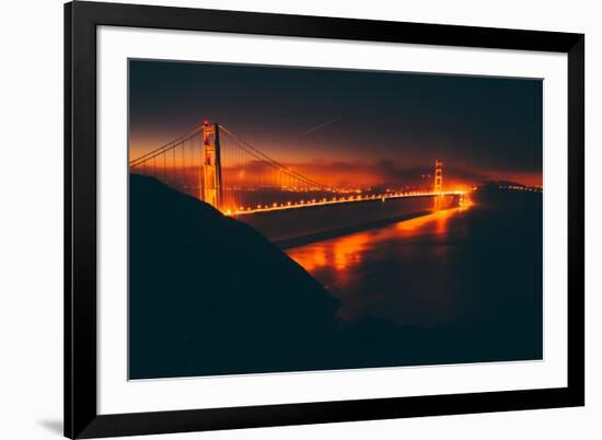 Misty Red Scene at Golden Gate, San Francisco-null-Framed Photographic Print