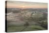 Misty spring sunrise over rolling countryside, South Tawton, Devon, England, United Kingdom, Europe-Adam Burton-Stretched Canvas