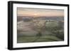 Misty spring sunrise over rolling countryside, South Tawton, Devon, England, United Kingdom, Europe-Adam Burton-Framed Photographic Print