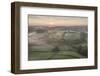 Misty spring sunrise over rolling countryside, South Tawton, Devon, England, United Kingdom, Europe-Adam Burton-Framed Photographic Print