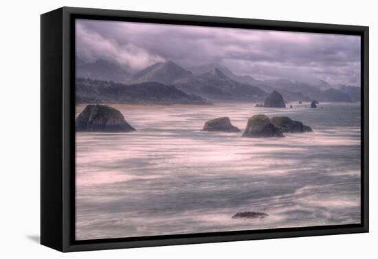 Misty Stormy Morning at Cannon Beach, Oregon Coast-Vincent James-Framed Stretched Canvas