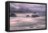 Misty Stormy Morning at Cannon Beach, Oregon Coast-Vincent James-Framed Stretched Canvas