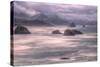 Misty Stormy Morning at Cannon Beach, Oregon Coast-Vincent James-Stretched Canvas