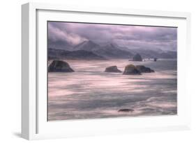 Misty Stormy Morning at Cannon Beach, Oregon Coast-Vincent James-Framed Photographic Print