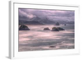 Misty Stormy Morning at Cannon Beach, Oregon Coast-Vincent James-Framed Photographic Print