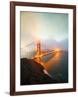 Misty Stormy Morning Golden Gate Bridge, Night Lights, San Francisco-Vincent James-Framed Photographic Print