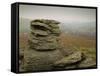 Misty View at Hound Tor, Dartmoor, South Devon, England, United Kingdom, Europe-Lee Frost-Framed Stretched Canvas