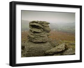 Misty View at Hound Tor, Dartmoor, South Devon, England, United Kingdom, Europe-Lee Frost-Framed Photographic Print