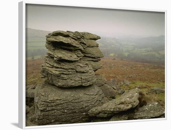 Misty View at Hound Tor, Dartmoor, South Devon, England, United Kingdom, Europe-Lee Frost-Framed Photographic Print