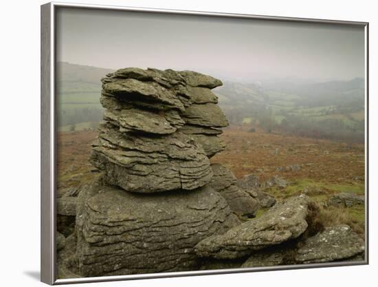 Misty View at Hound Tor, Dartmoor, South Devon, England, United Kingdom, Europe-Lee Frost-Framed Photographic Print