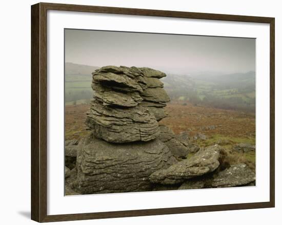 Misty View at Hound Tor, Dartmoor, South Devon, England, United Kingdom, Europe-Lee Frost-Framed Photographic Print