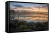 Misty Warm Sunrise Near Yellowstone River-Vincent James-Framed Stretched Canvas