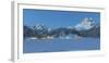 Misurina's Lake Covered by Winter Snow, with Lavaredo's Three Peaks and Monte Piana-ClickAlps-Framed Photographic Print