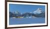 Misurina's Lake Covered by Winter Snow, with Lavaredo's Three Peaks and Monte Piana-ClickAlps-Framed Photographic Print