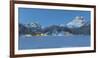 Misurina's Lake Covered by Winter Snow, with Lavaredo's Three Peaks and Monte Piana-ClickAlps-Framed Photographic Print