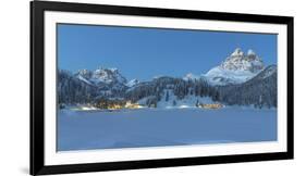 Misurina's Lake Covered by Winter Snow, with Lavaredo's Three Peaks and Monte Piana-ClickAlps-Framed Photographic Print