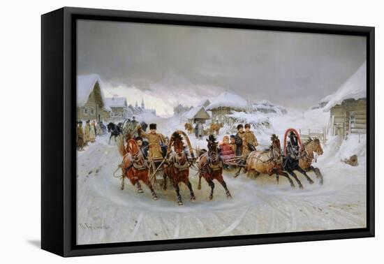 Mit den Troikas zum Faschingsvergnügen. 1889-Pjotr Nikolajew Grusinskij-Framed Stretched Canvas