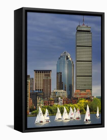 Mit Sailing Team Practicing in Charles River, Boston, Massachusetts, USA-Adam Jones-Framed Stretched Canvas