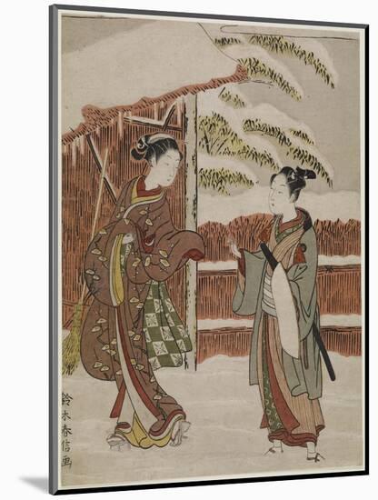 Mitate of a Scene from the Kabuki Play Women's Version of Ptted Trees, C. 1768-Suzuki Harunobu-Mounted Giclee Print