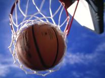 Basketball in Hoop-Mitch Diamond-Photographic Print