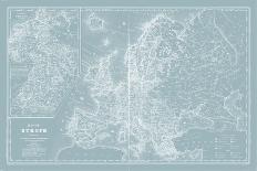 Map of Europe on Aqua-Mitchell-Art Print