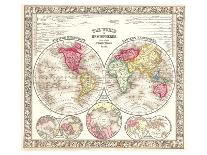 World Map on Aqua-Mitchell-Framed Art Print