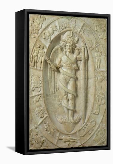 Mithraic Relief Representing a Youthful Divinity, Perhaps Aion-Roman-Framed Stretched Canvas