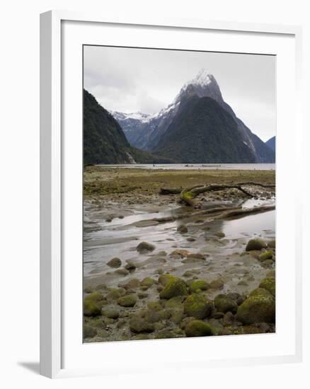 Mitre Peak, Estuary and Bay from Milford Sound; Fiordland National Park, New Zealand-Timothy Mulholland-Framed Photographic Print