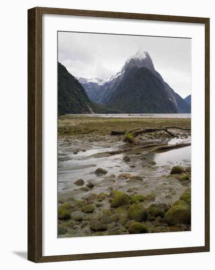 Mitre Peak, Estuary and Bay from Milford Sound; Fiordland National Park, New Zealand-Timothy Mulholland-Framed Photographic Print