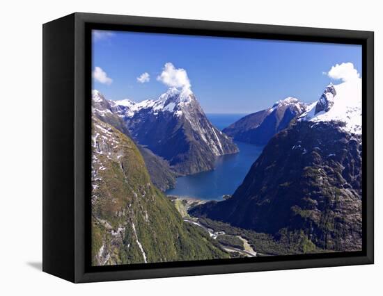 Mitre Peak, Milford Sound, Fiordland National Park, South Island, New Zealand-David Wall-Framed Stretched Canvas