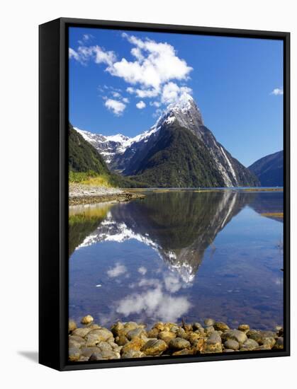 Mitre Peak, Milford Sound, Fjordland National Park, South Island, New Zealand-David Wall-Framed Stretched Canvas