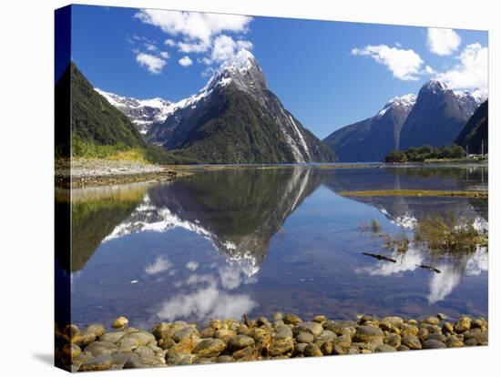 Mitre Peak, Milford Sound, Fjordland National Park, South Island, New Zealand-David Wall-Stretched Canvas