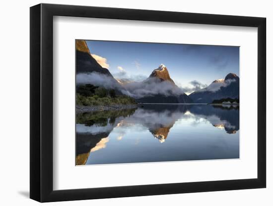 Mitre Peak reflected at Milford Sound, Fiordland National Park, South Island, New Zealand-Ed Rhodes-Framed Photographic Print