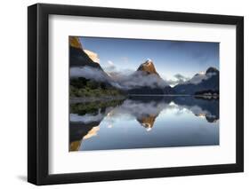 Mitre Peak reflected at Milford Sound, Fiordland National Park, South Island, New Zealand-Ed Rhodes-Framed Photographic Print