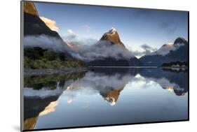 Mitre Peak reflected at Milford Sound, Fiordland National Park, South Island, New Zealand-Ed Rhodes-Mounted Photographic Print